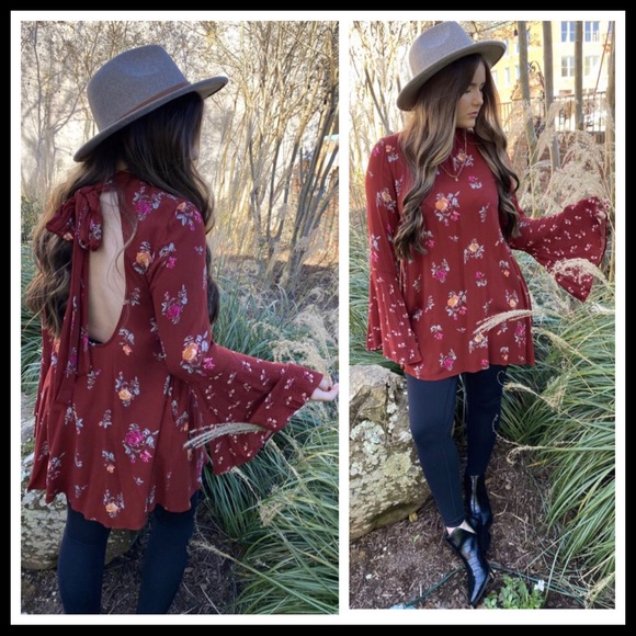 FREE PEOPLE BOHO FLOWY FLORAL MINI BOHEMIAN PRINT TUNIC DRESS A2C - Picture 6 of 16